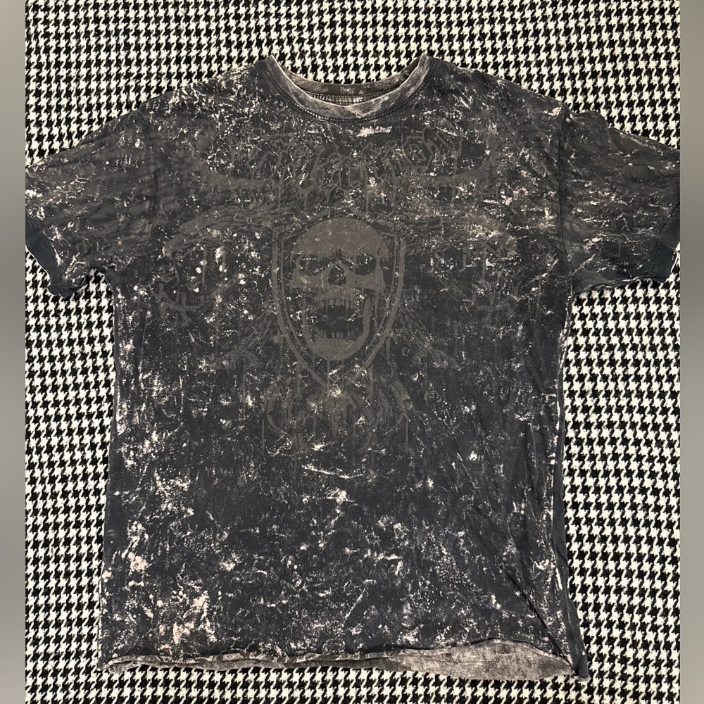 Affliction reversible Black and Gray Skull Tee
